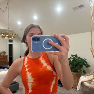 Athleta Orange Tie-Dye Tank Top
